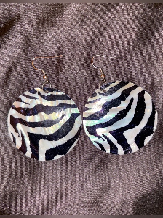 other Jewelry - Zebra-Print Round Dangle Earrings